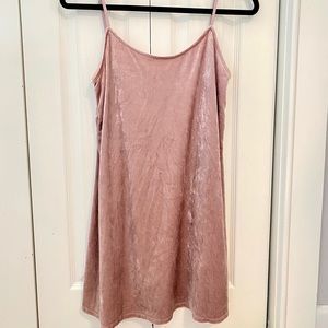 Pink crushed velvet dress